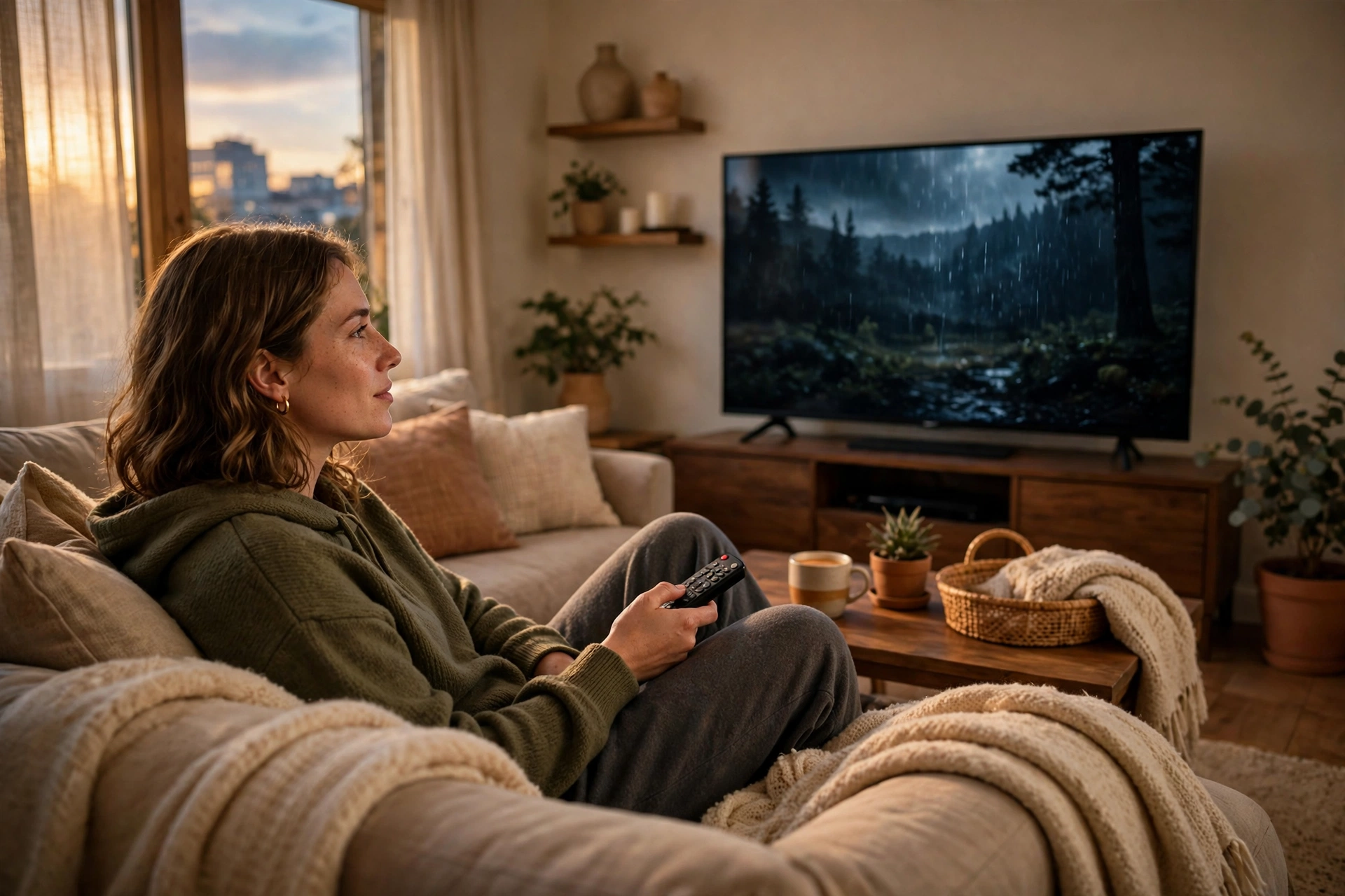 Person watching Prime Video on a TV at home
