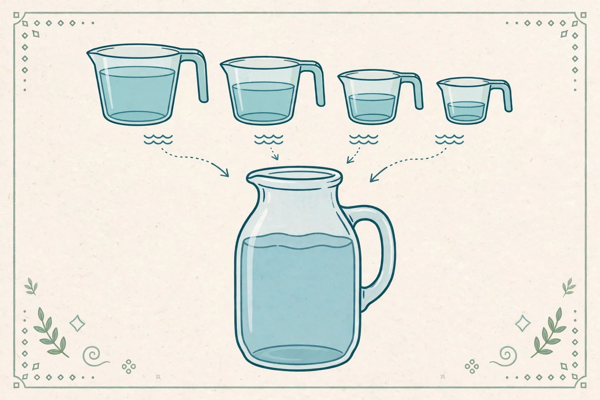 A simple chart showing how US pints convert to cups for cooking.