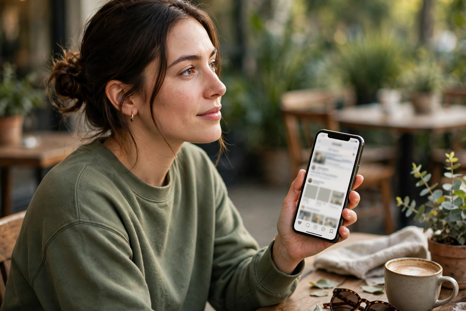 A person holding a phone showing the Instagram app, taking a break from social media